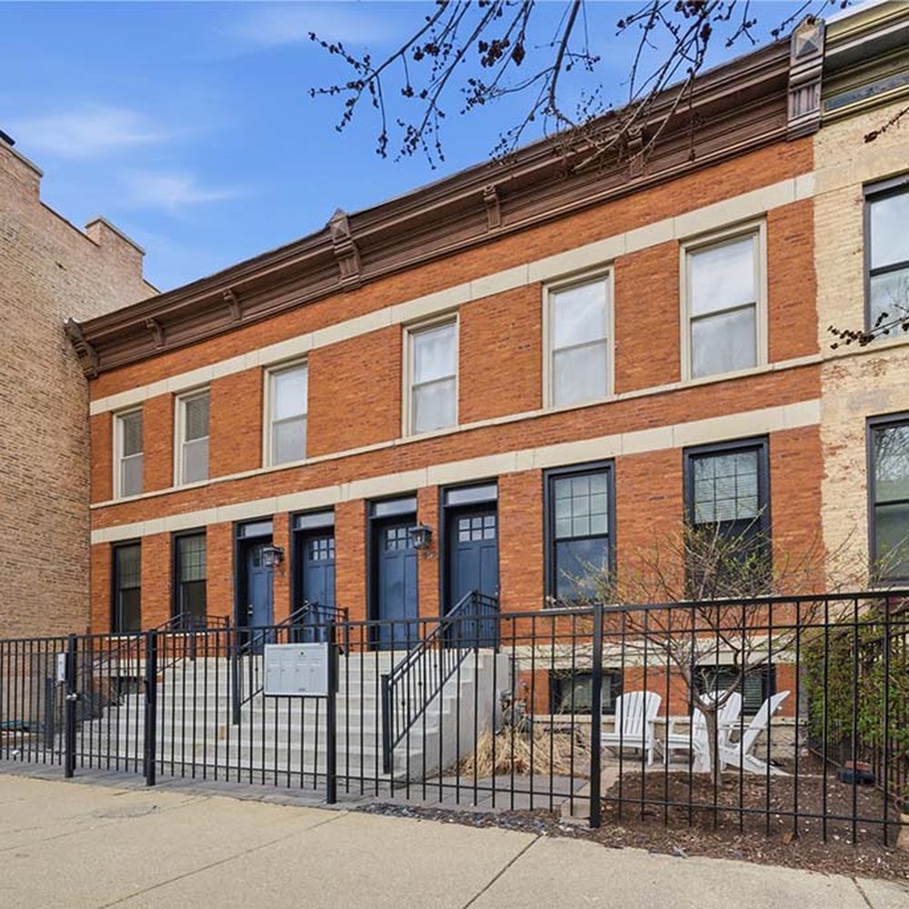 1959 N Wilmot Avenue, a four-unit brick apartment building in Wicker Park, Chicago